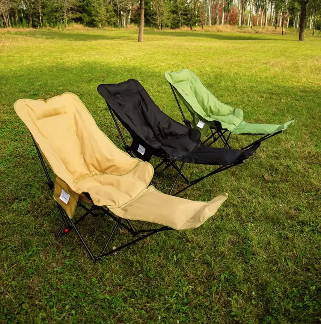 

Cotton oversized three-gear adjustment high backrest foldable recliner outdoor camping portable camping chair nap