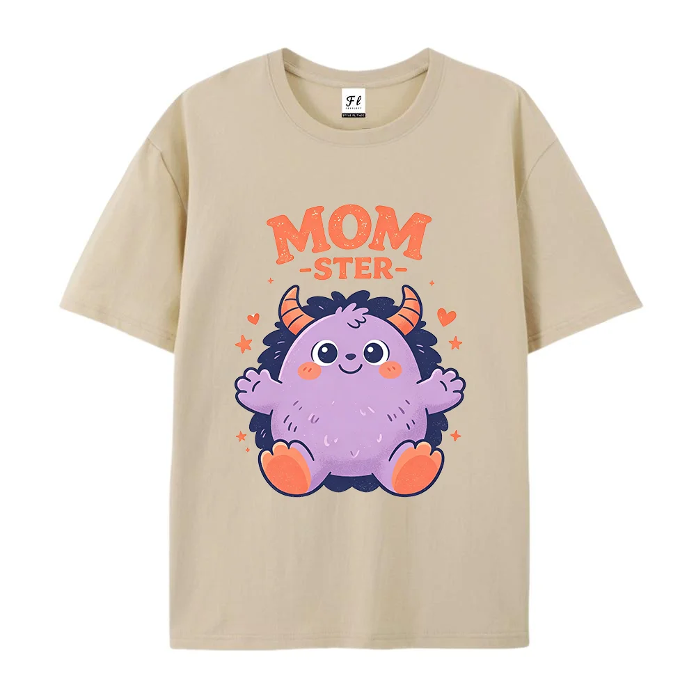 Women T Shirt Momster Purple Cute Monster Graphic Short Sleeve Cotton Oversized Casual Top Harajuku Streetwear Female Clothing