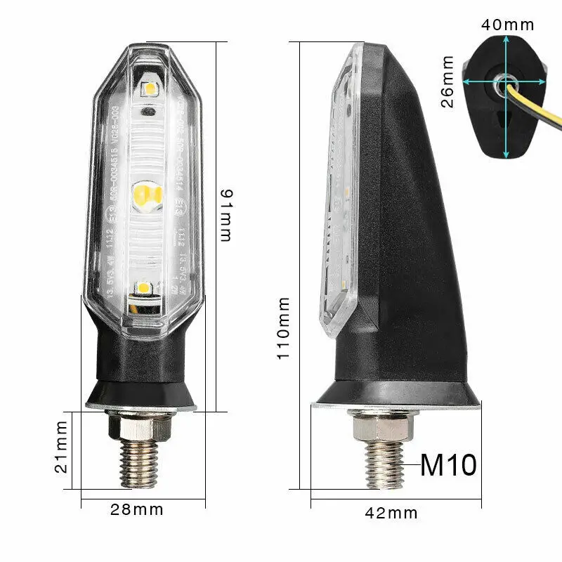 Motorcycle LED Turn Signal Lights Amber 10mm Mini 12V Moto Indicator Lamp Universal Front Rear Turn Signal LED Lights