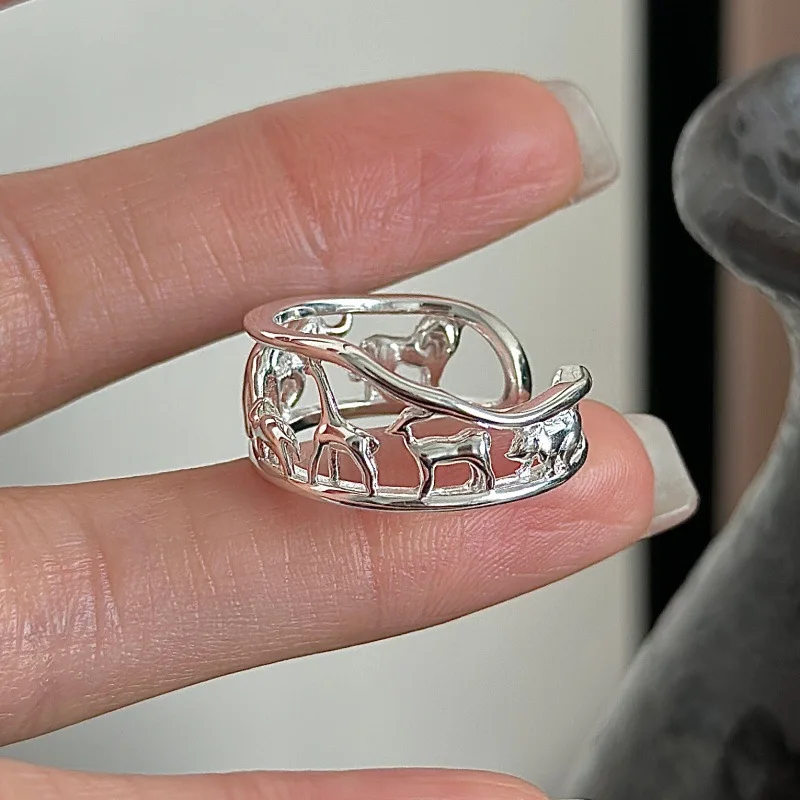 

[Cciris.Com] S925 Silver Animal Ring Japanese Vintage Minimalist Wholesale Stacking Jewelry for Women