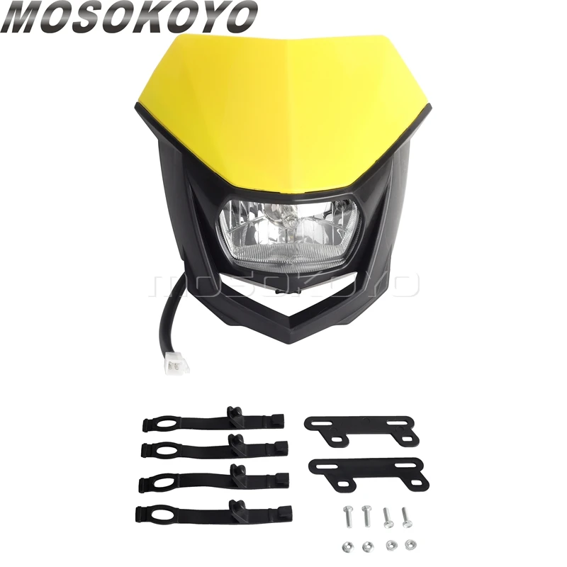 Dual Sport Motocross Enduro MX Headlight for Yamaha WR YZF 250 450 Kawasaki KLX XR CRF Suzuki Universal Running Front Lamp Mask