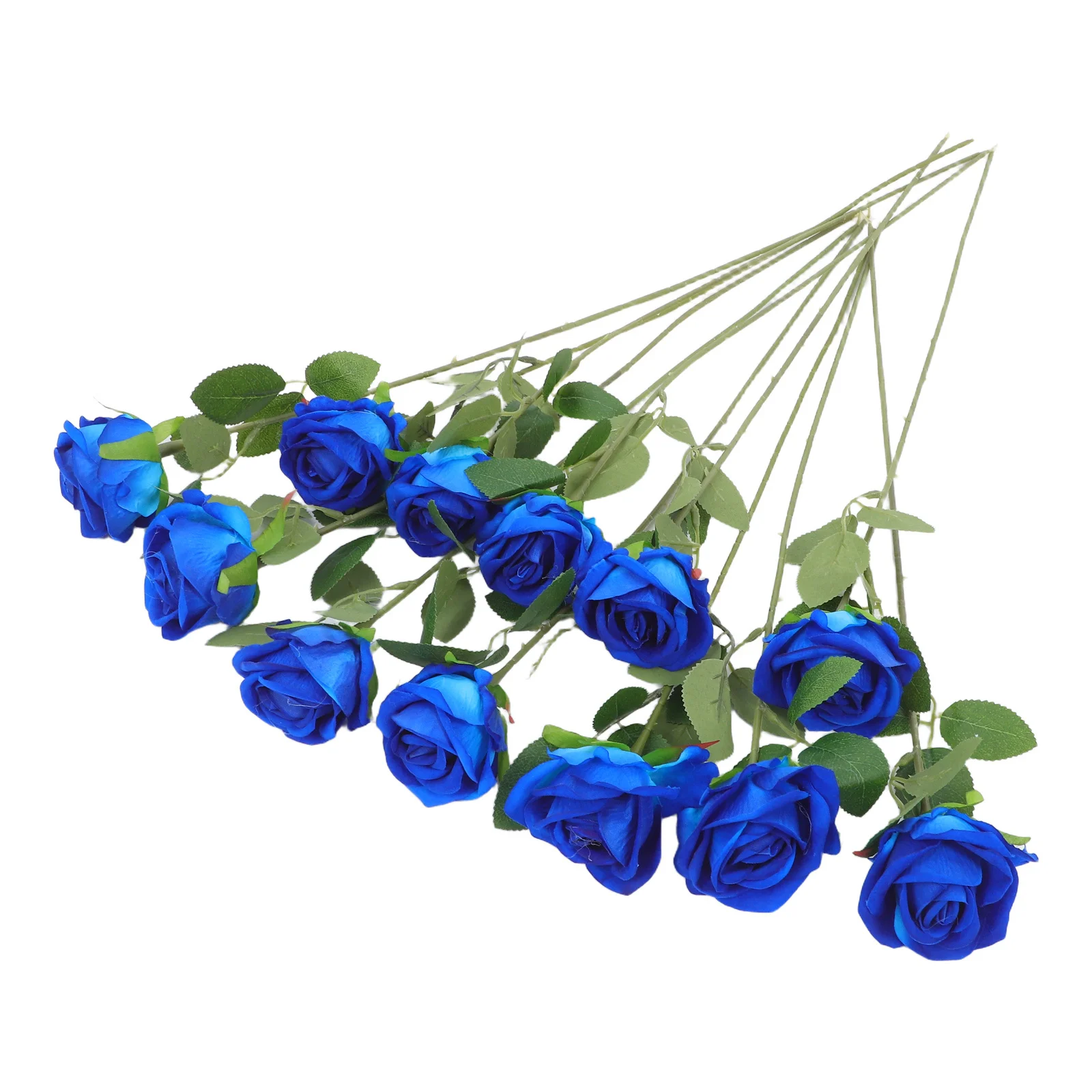 

12pcs Blue Artificial Roses: Realistic Cloth Faux Flowers For Wedding Valentine'S Day Decor, Long Stem Fake Rose Bouquet Home