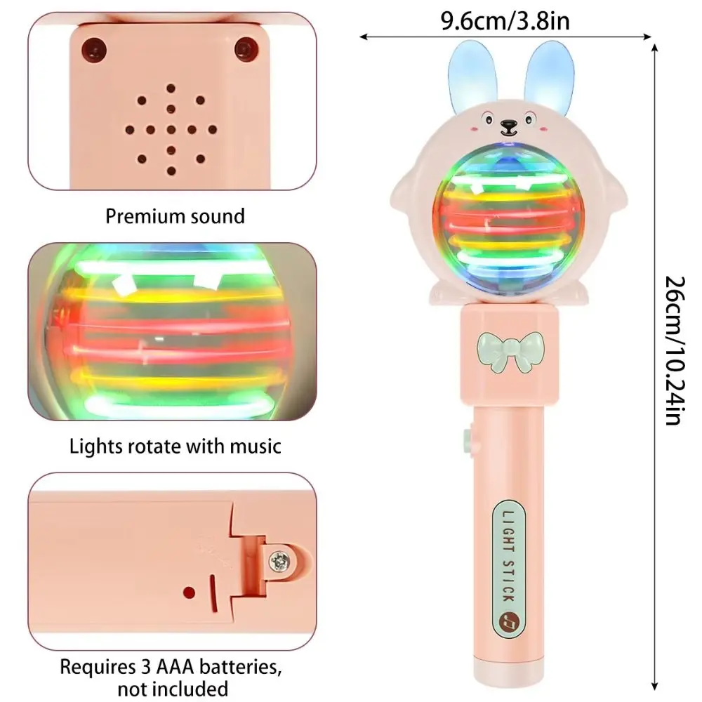 Kreskówka gumowa różdżka muzyczna dla dzieci różdżka LED króliczek / żaba świecące zabawki z obrotowymi światłami zabawki elektryczne