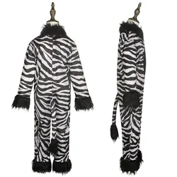 Halloween Children Cosplay Zebra Costume Holiday Party School Stage Costumes Funny Animal Onesie Set Stage Performance Clothes