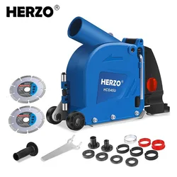 HERZO 5''(125MM) Double Blades Cutting Dust Shroud For Angle Grinder With Attachments Dustless For Wall Chaser Safe HCD45U