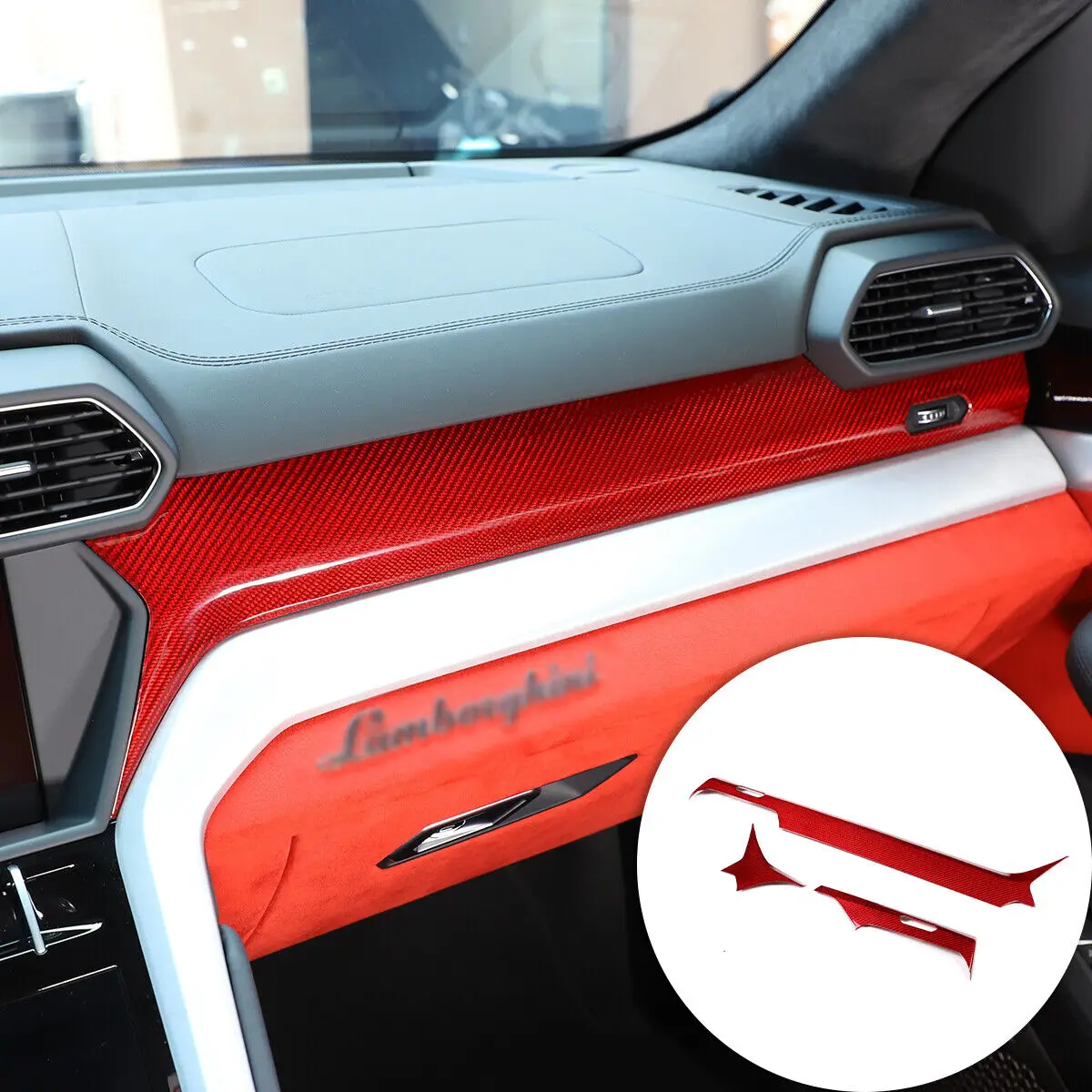 

Red Real Carbon Fiber Dashboard Panel Trim Cover For Lamborghini URUS 2018-2021