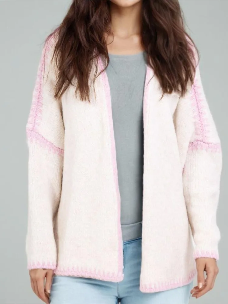 

Autumn And Winter Casual Knitted Sweater Long-sleeved Coat Solid Color Loose Medium And Long Cardigan Sweaters Women's Commuting