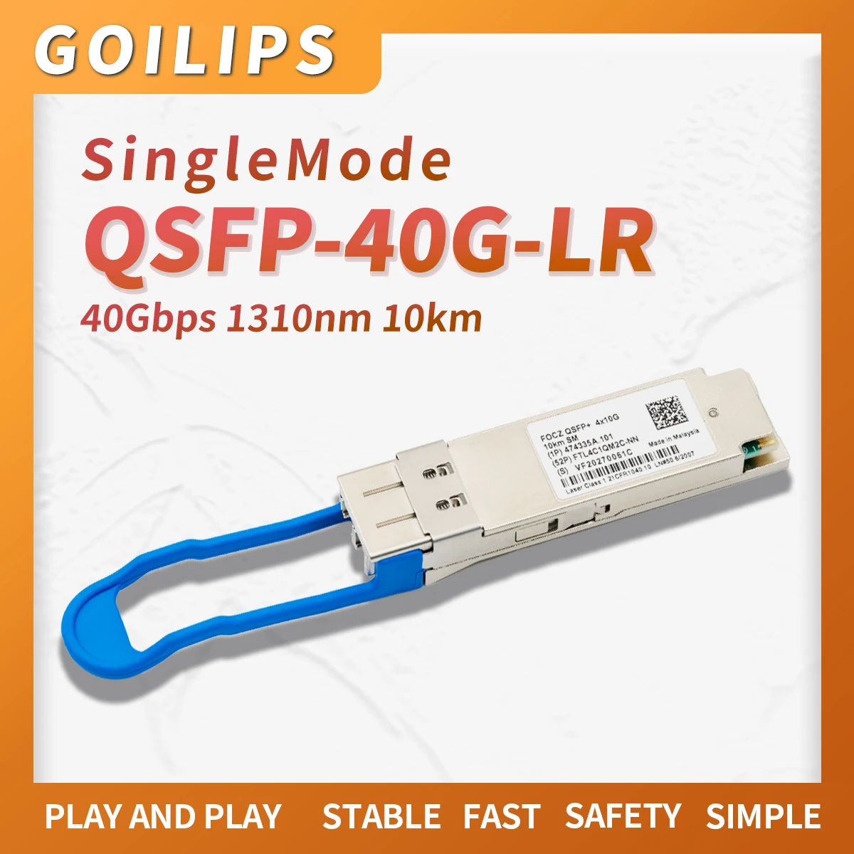 SFP Module QSFP+-40G-LR 131nm 10km Fiber Optical Transceiver SingleMode Duplex LC Conector Compatible with CISCO Ethernet Switch