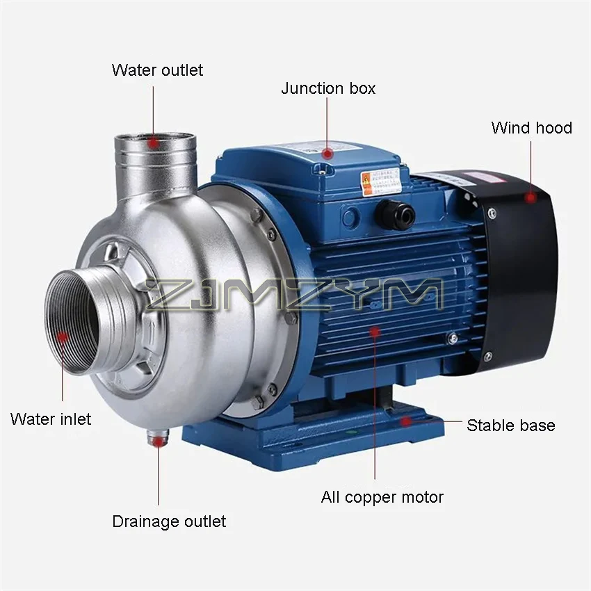 DWK025 DWK025T DWK037 DWK037T Water Pump Stainless Steel Centrifugal Pump Acid and Alkali Resistant Sewage Pump 220V/380V 9M