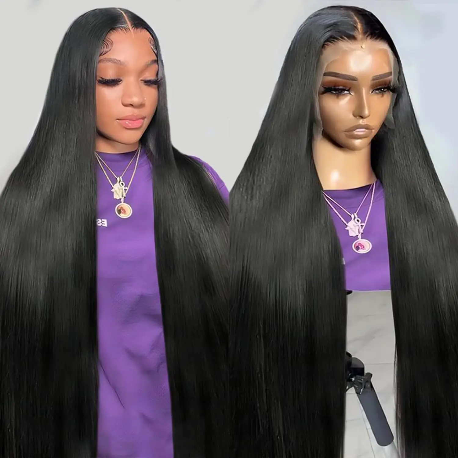 

30 40 Inch Straight Lace Front Wigs Human Hair 13x4 HD Transparent Bone Straight Lace Frontal Human Hair Wigs Indian For Women