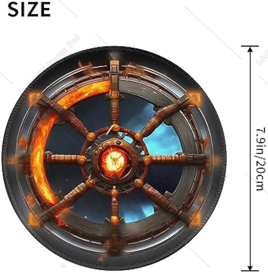 Yin Yang Shield Round Mouse Pad Cute Small Gaming Mouse Pad Non-Slip Rubber Base Sewing Edge Suitable for Office Home 7.9 Inch