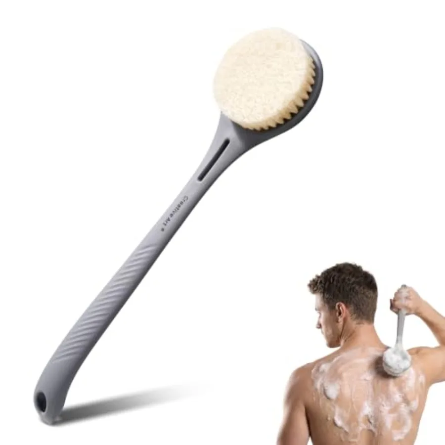 Back Scrubber for Shower for Men Women, Body Brush with Long Handle, Exfoliating Bath Washer with Soft Bristles, Body Exfoliato