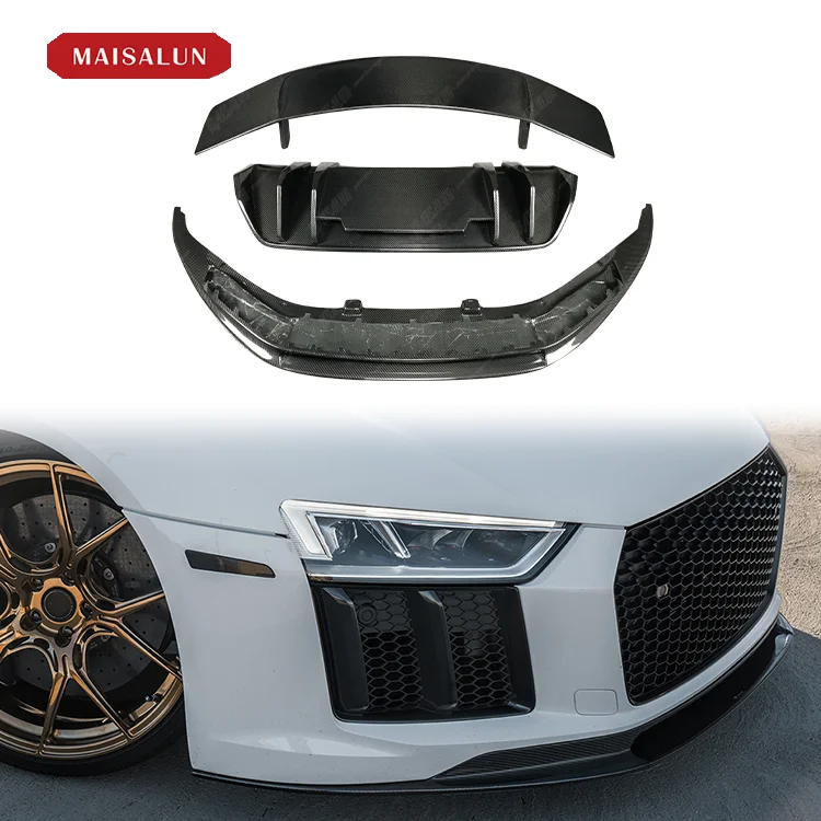 Factory price V Style carbon fibre material bodykit  Front Bumper Rear Diffuser Body Kit For AU DI R8 Bodykit bonnet hood