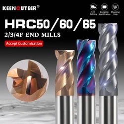 HRC50/60/65 freze kesicisi karbür uç alaşımlı kaplama Tungsten çelik alet CNC makineleri araçları torna için 2/3/4 flüt