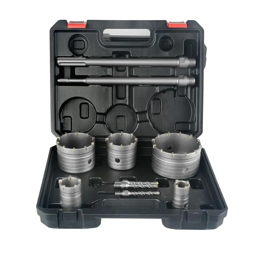

9PCS Concrete Hole Saw Kit, Rotary Hammer Core Bit Hole Saw, with SDS Plus and SDS MAX Shank, for Concrete Cement Brick Wall Sto