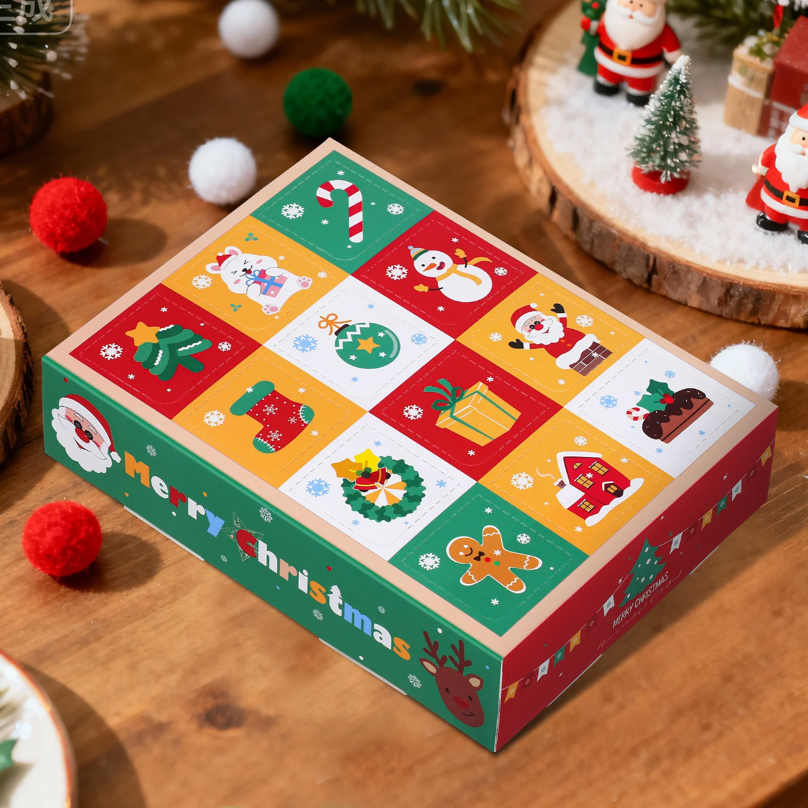 

Christmas Treats Box 5pcs Holiday Gift Packaging Paper Box for Candies Chocolates Biscuits Party Favors Wrapping Supplies