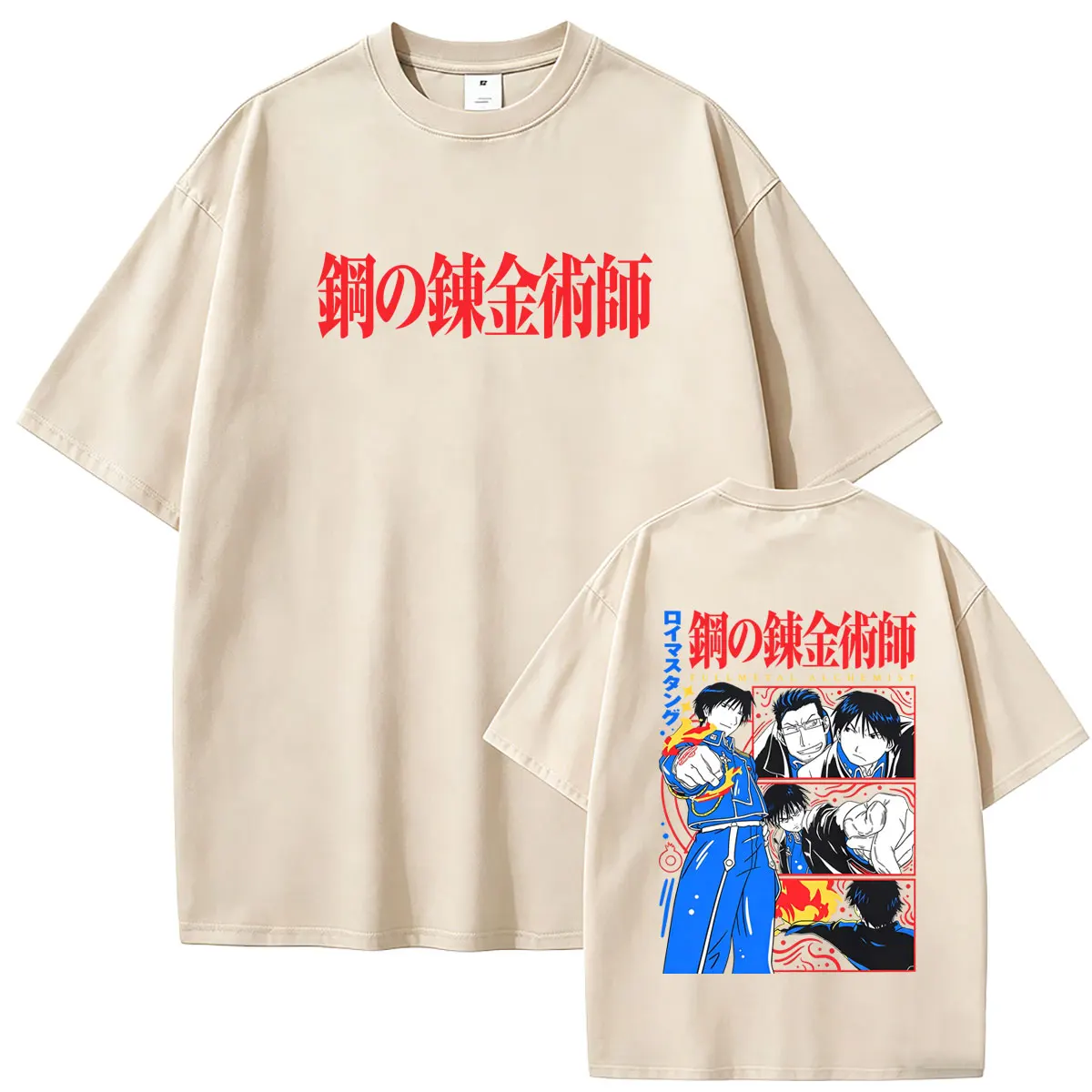 Anime Fullmetal Alchemist T-shirt Manga Roy Mustang T Shirts Men Women Clothing Oversized Crewneck Tshirt Man Vintage Streetwear