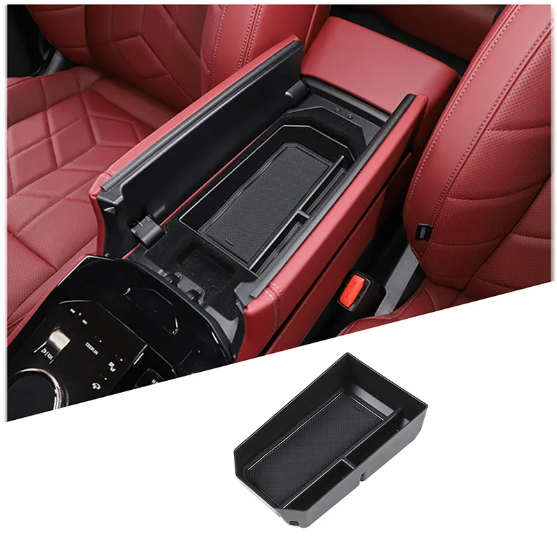 

cheya ABS Black Car Center Console Armrest Box Organizer Tray Storage Box for BMW 5 Series G60 2024+ Interior Accessories 1Pcs