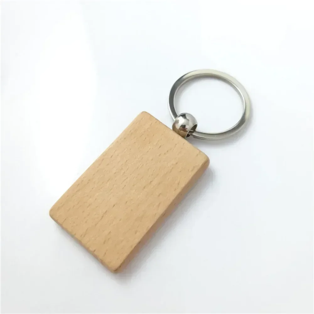 Laser Engraved Wooden Car and Motorcycle Keychain Custom Personalized Logo Keyring Retro Round Rectangular Pendant Cute Gift