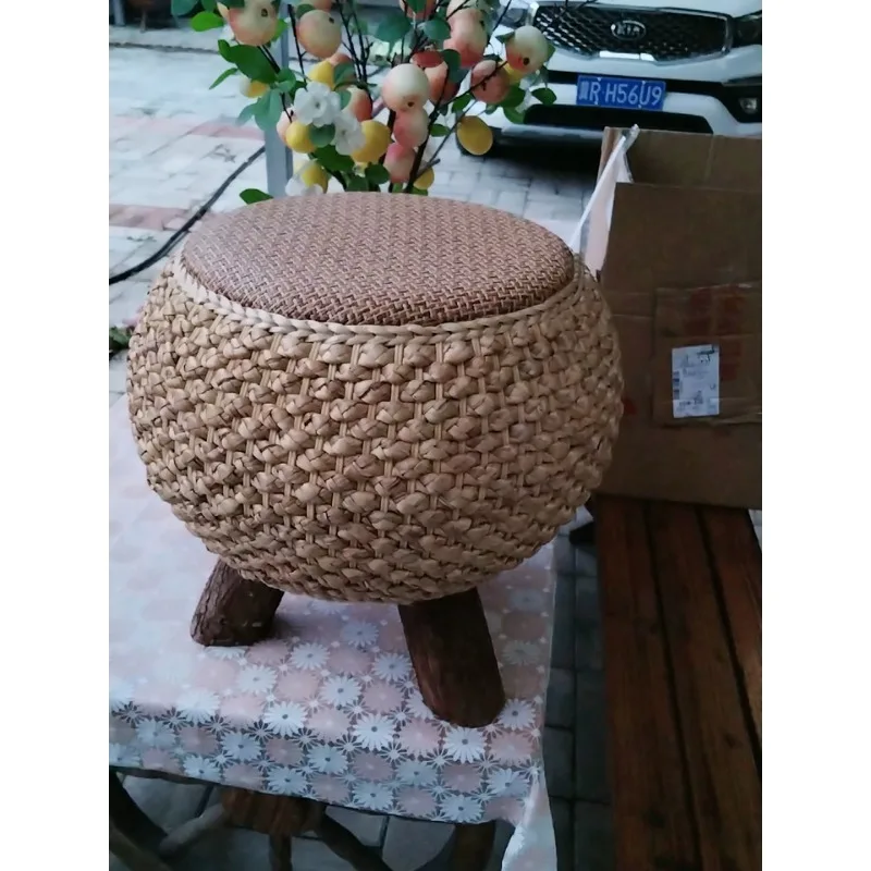 

Многофункциональная скамейка из ротанга, скамейка для обуви из цельного дерева, соломенный табурет, журнальный столик, мебель для спальни, универсальное решение для сидения