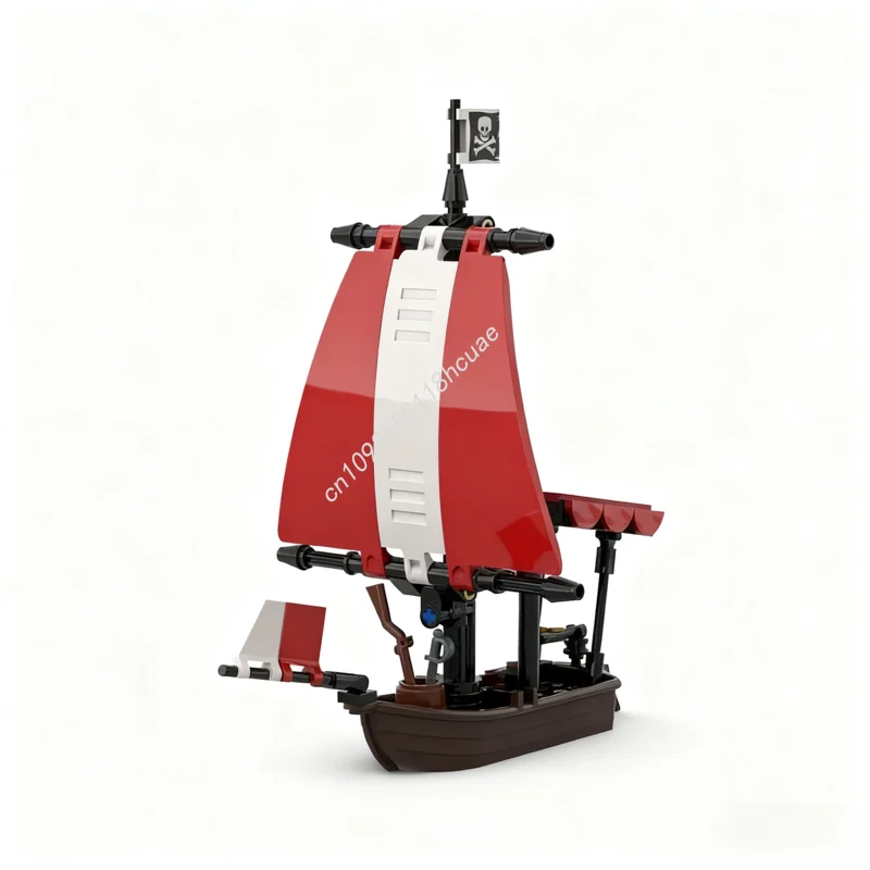 107 pçs moc pirata veleiro vela vermelha v2 piratas modelo blocos de construção artesanato brinquedos montar diy crianças presentes natal