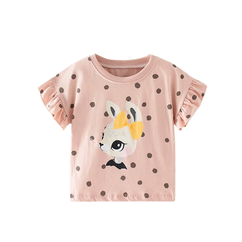 Jumping Meters 2-7T  Summer Girls T Shirts Short Sleeve Hot Selling Kids Tees Tops Baby Costume Kids Animals Shirts