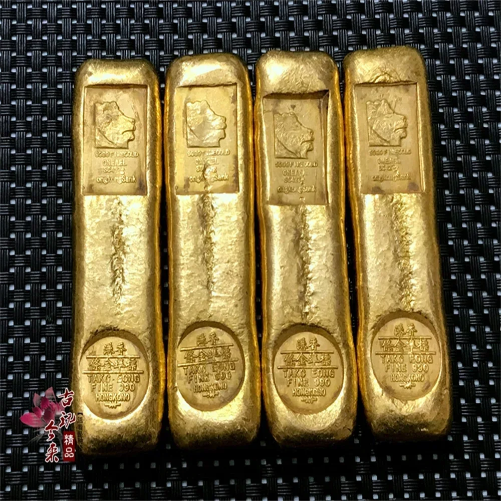 

Antique miscellaneous antique crafts gold ingot gold bar Hong Kong gold bar pure brass gilding