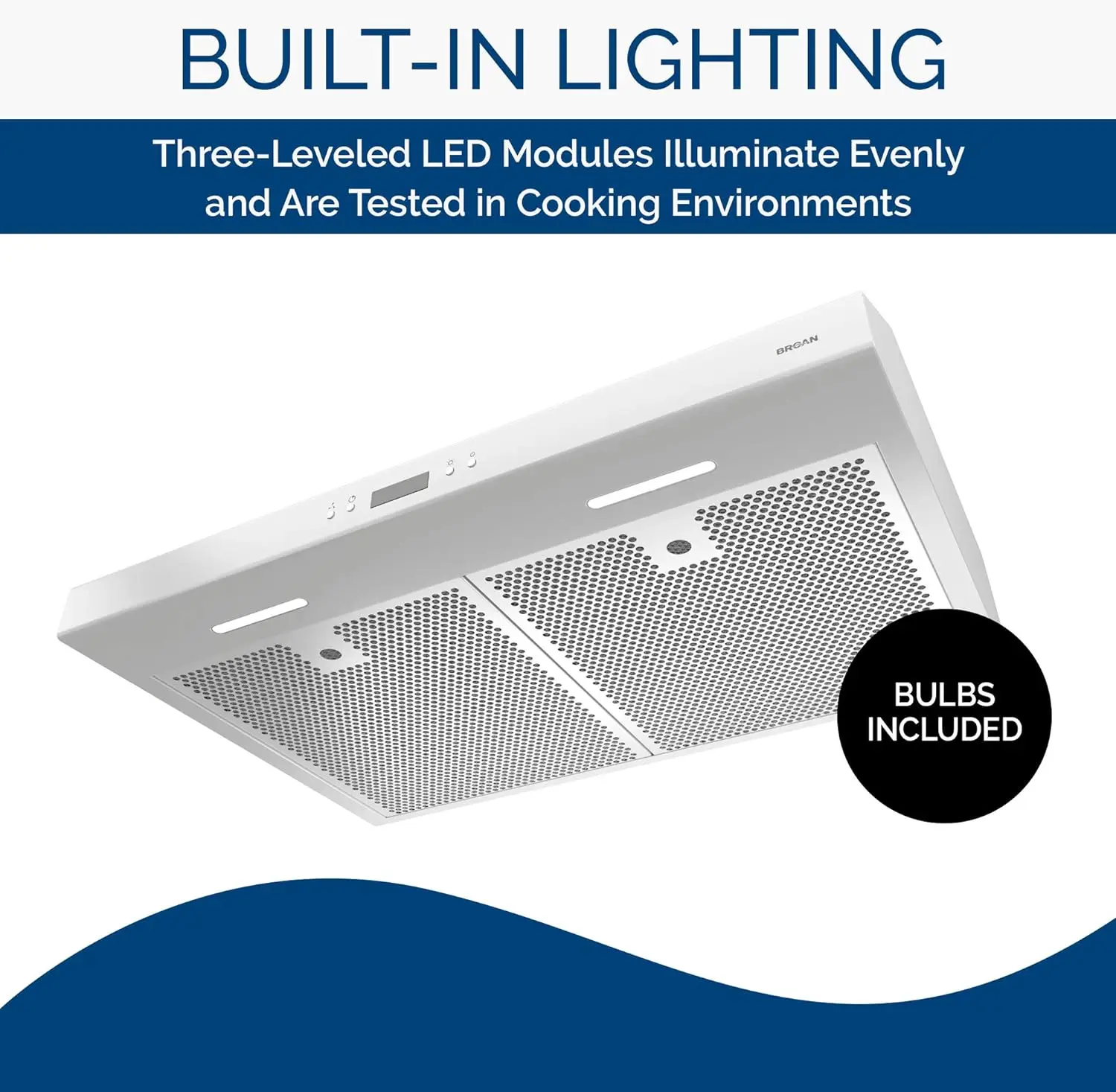 Broan-NuTone Glacier 30 Polegada Under-Cabinet 4-Way conversível Range Hood, ventilador de escape de 3 velocidades e luz, branco, BCDJ130WH