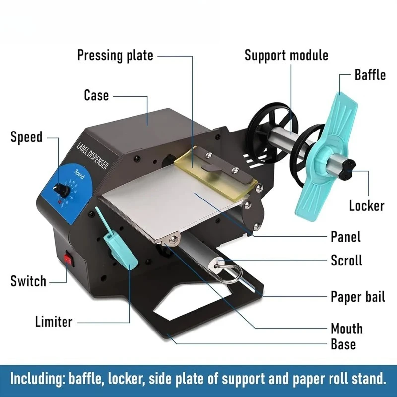 5-180 mm Automatic Label Applicator Sticker Dispenser for Long Translucent and Opaque Labels Rolls and Fan-Fold Labels