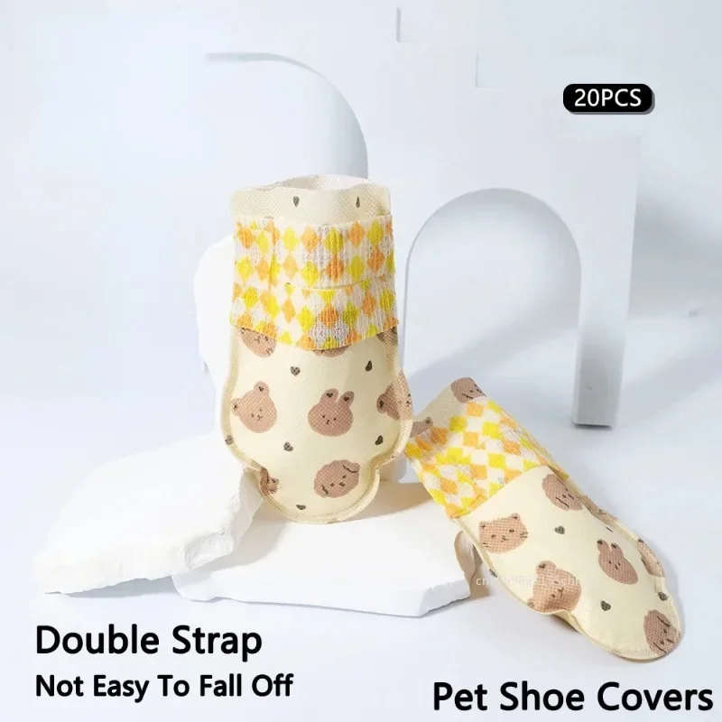 20 unidades/pacote branco descartável pet sapato cobre botas para animais de estimação cão pé cobre à prova ddustágua poeira respirável produtos ao ar livre