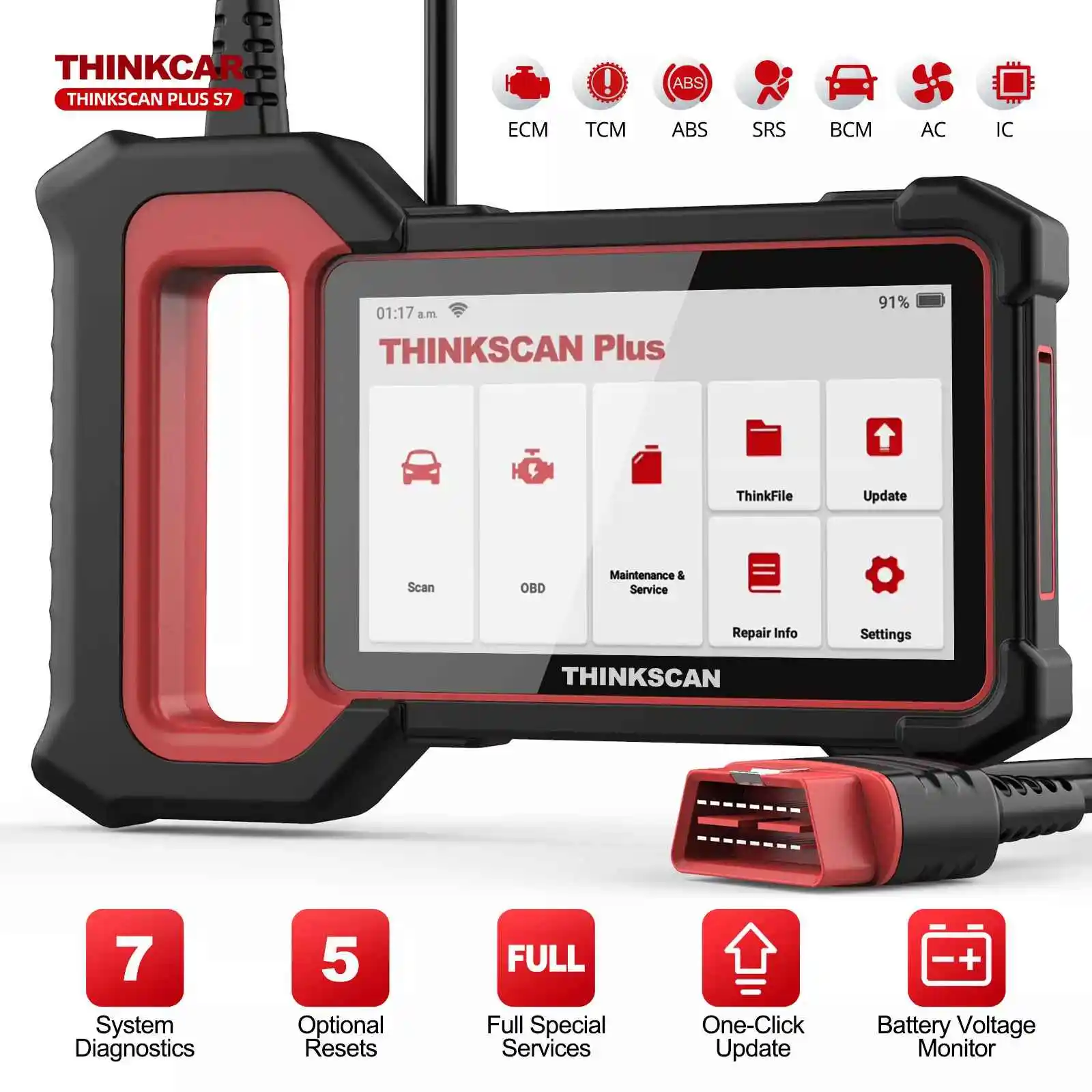 

THINKCAR Thinkscan Plus S7 OBD2 Automotive Scanner Engine ABS SRS TPMS EPB Mulit-system Code Reader OBD2 Car Diagnostic Tools