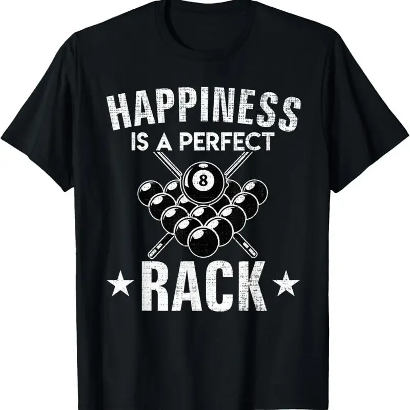 Happiness Is A Perfect Rack Funny Pool Billiards Cool T Shirt