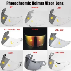 Photochromic Visor for Casco SHOEI Glamster Z7 X14 Z8 X15  RARI RX7X PISTA K1 K3V K5 K5S Autochromic Lenses Helmet Shield