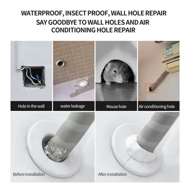 

5/10pcs Wall Hole Sealing Glue for Pipe Connection,Sewer Pipe Waterproof Sealant Sealing Hole Repair Rubber Drywall Repair Kit