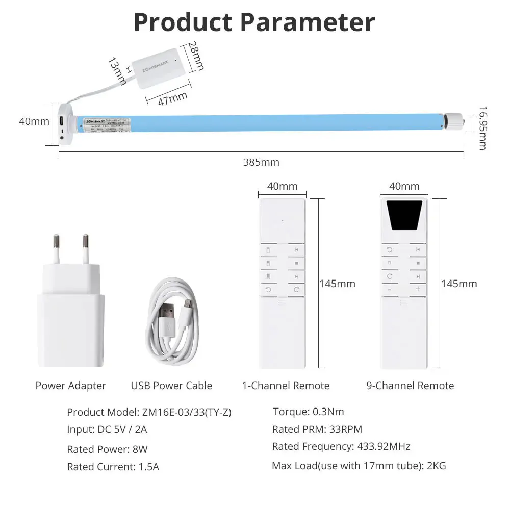 Zemismart-電気ローラーローラーシェード,モーター,カーテン,音声制御,17mm, 25mm, 28mmチューブ,Alexa, Google Home