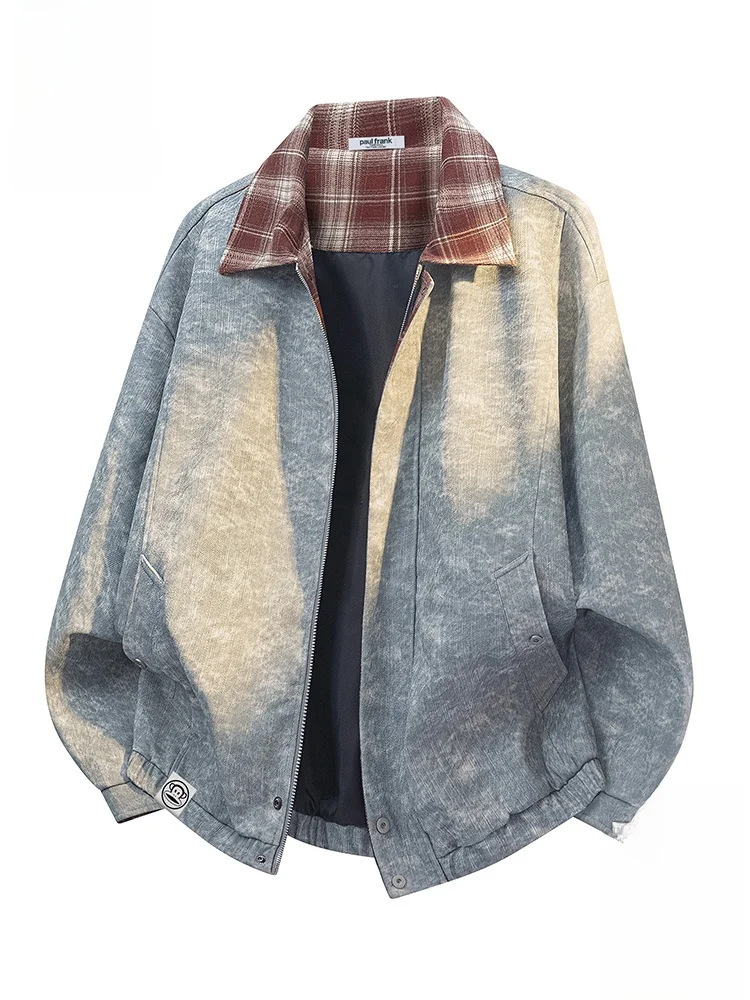 

Мужская осенняя ветрозащитная куртка Paul Frank в стиле ретро с цветными блоками, свободного кроя, с воротником, дизайн «Обезьяна с большим ртом»