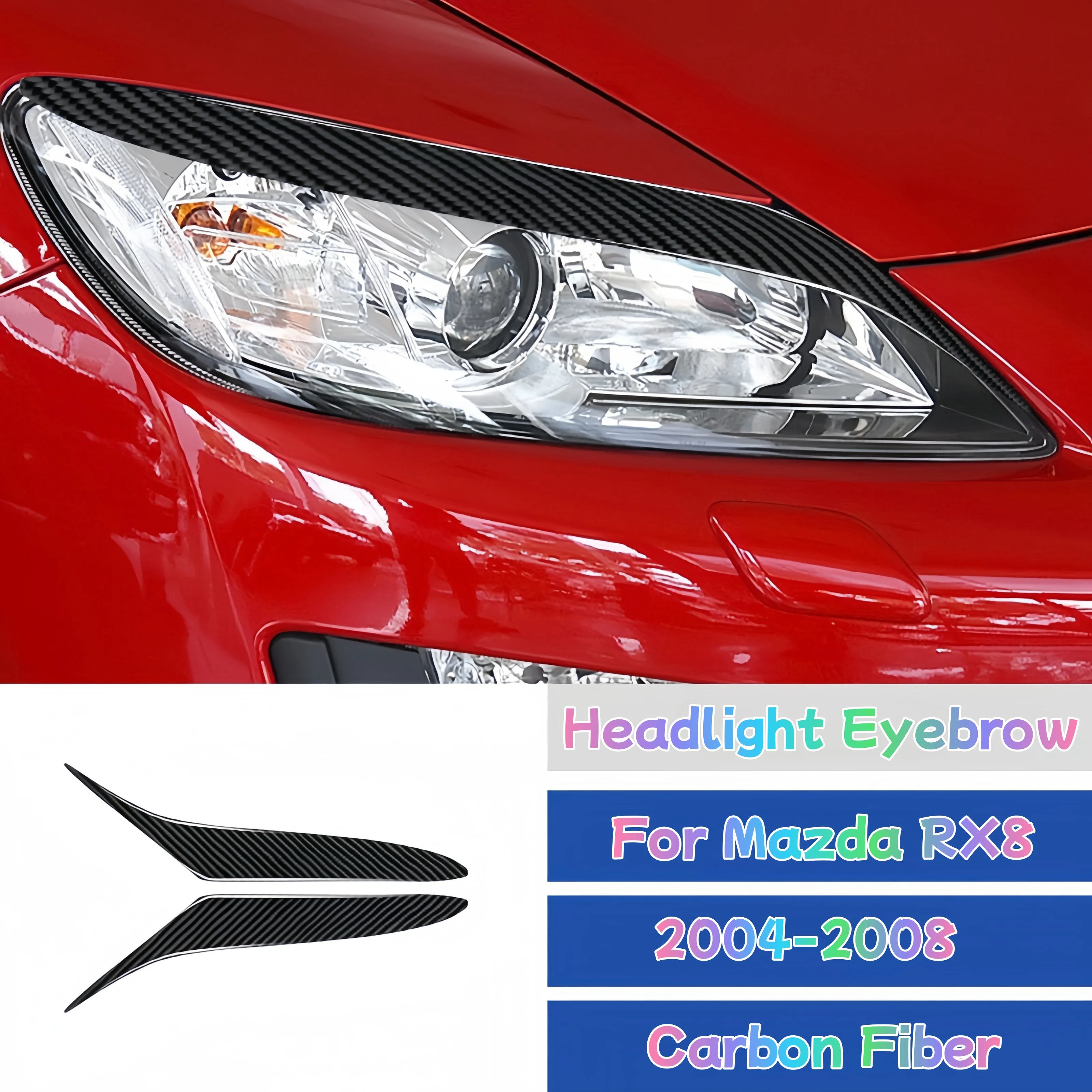 

Для Mazda RX8 04-08 углеродное волокно автомобильные фары брови веки крышка отделка наклейка внешняя тюнинг Pegatinas De Coche Accesorios
