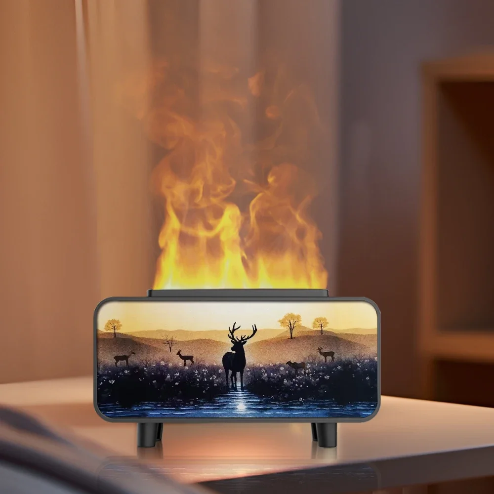 Креативный камин, увлажнитель воздуха, безводный, с автоматическим выключением, диффузор эфирного масла, снежная гора со светодиодной подсветкой для домашнего подарка