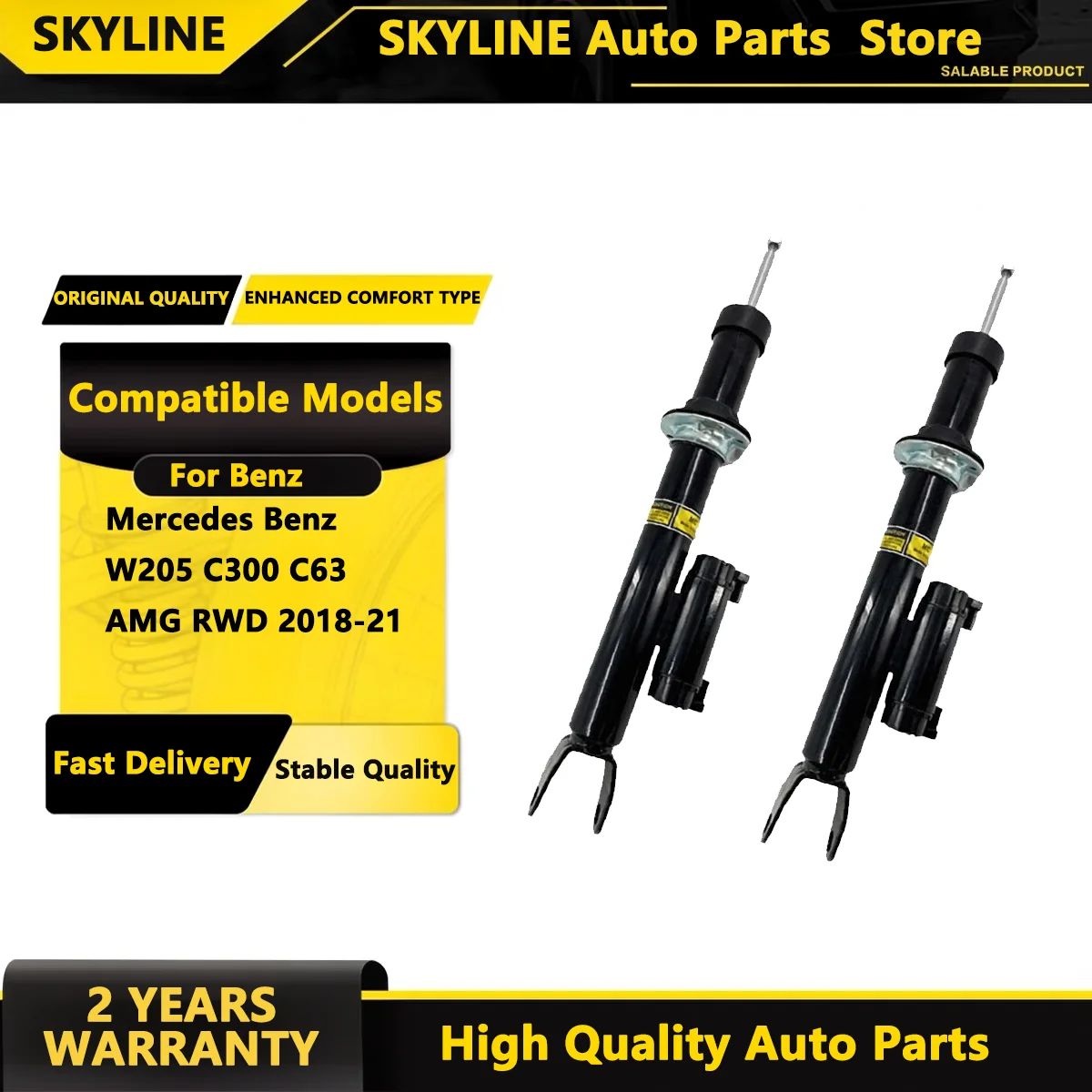 SKYLINE Pair Front Shock Absorbers w/ADS For Mercedes Benz W205 C300 C63 AMG RWD 2018-