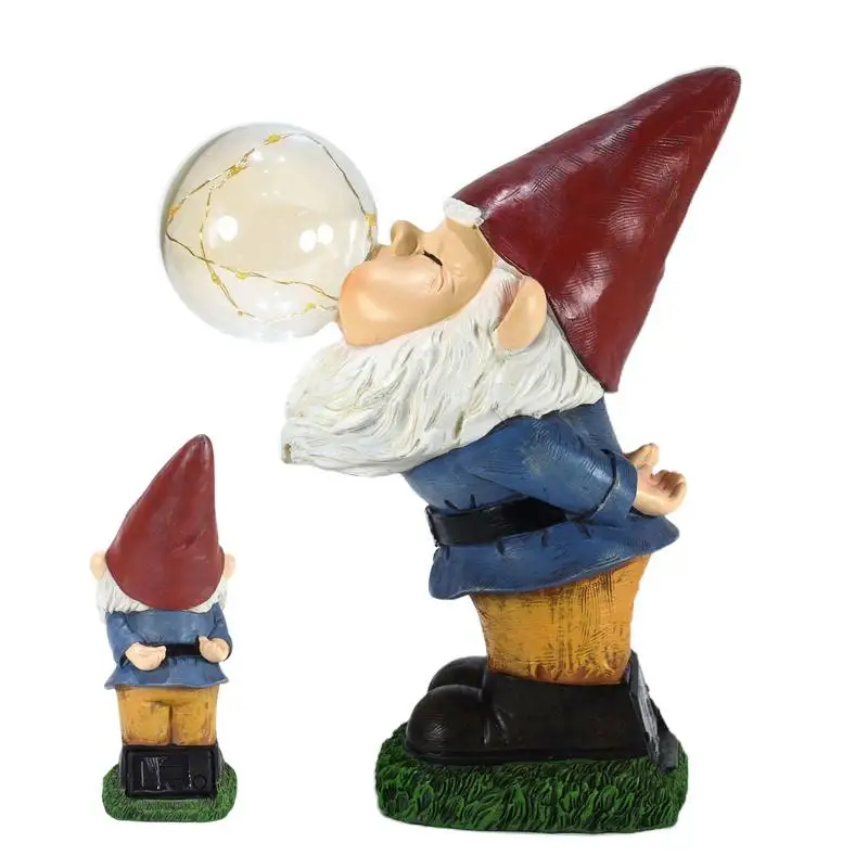 

Garden Gnome Solar Bubble Blowing Gnome Statue Outside Statues Gnome Figurines Funny Solar Garden Decor For Terrace Lawn