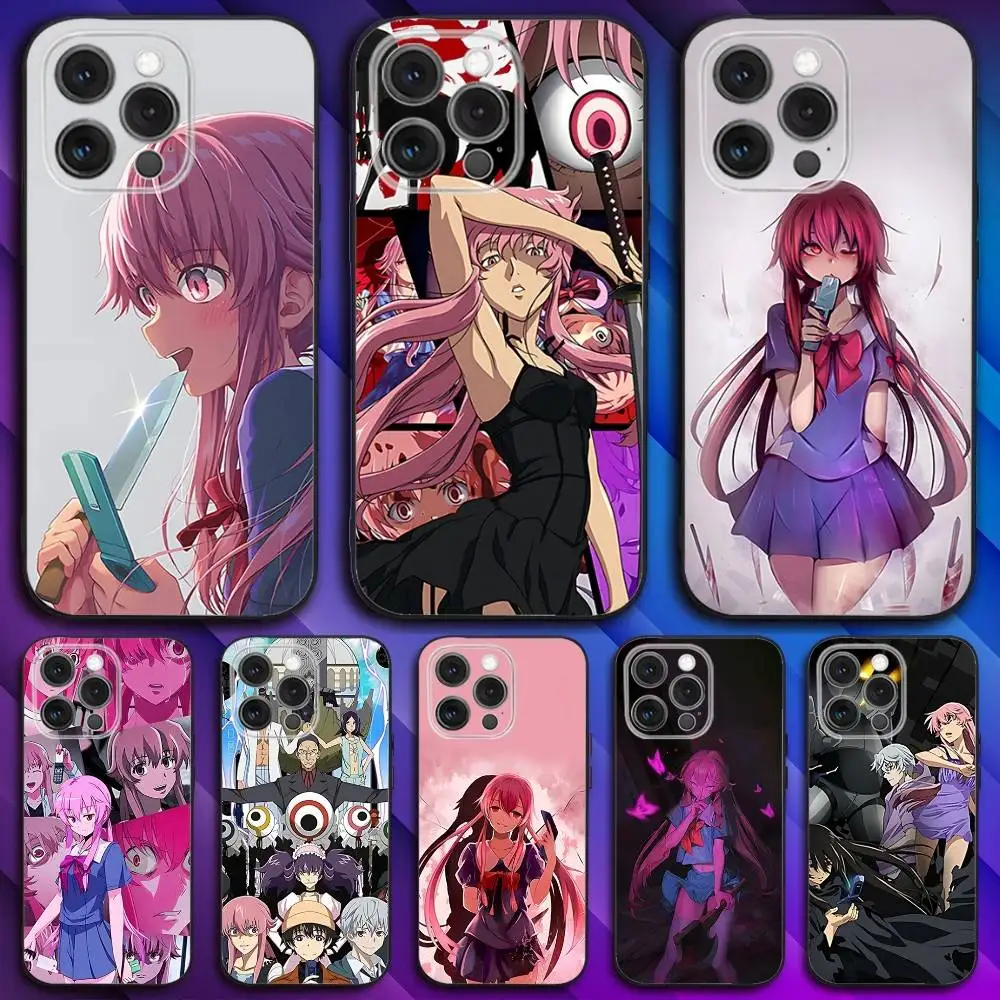

M-Mirai Anime Nikki Phone Case For iPhone 17,16,15,14,13,12,11,Pro,Max,Plus,X,XS,SE4,E,Mini,Soft Black Case