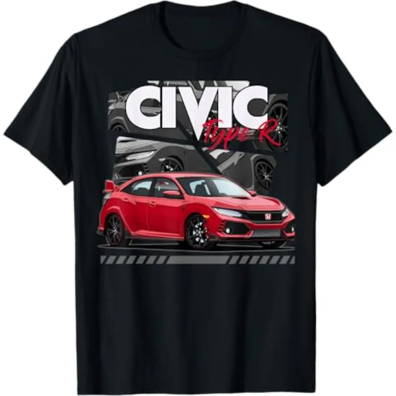 

Honda Men's and Women's T-shirts Summer New Racing Motorcycle Riding Enthusiasts Short-sleeved Civic Type R FK8 Trendy Top