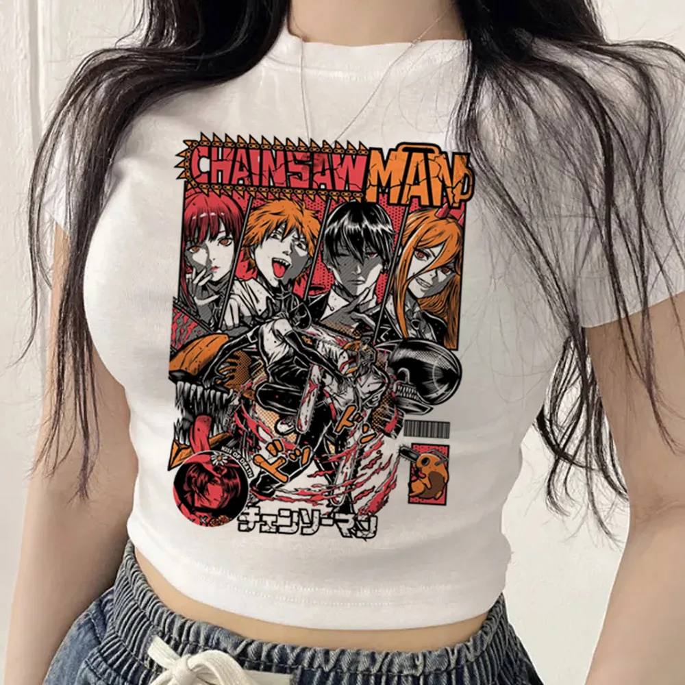 Chainsaw Man cropped top teen harajuku baddie clearance sales manga gyaru shirt dollette japan 2000s party funny