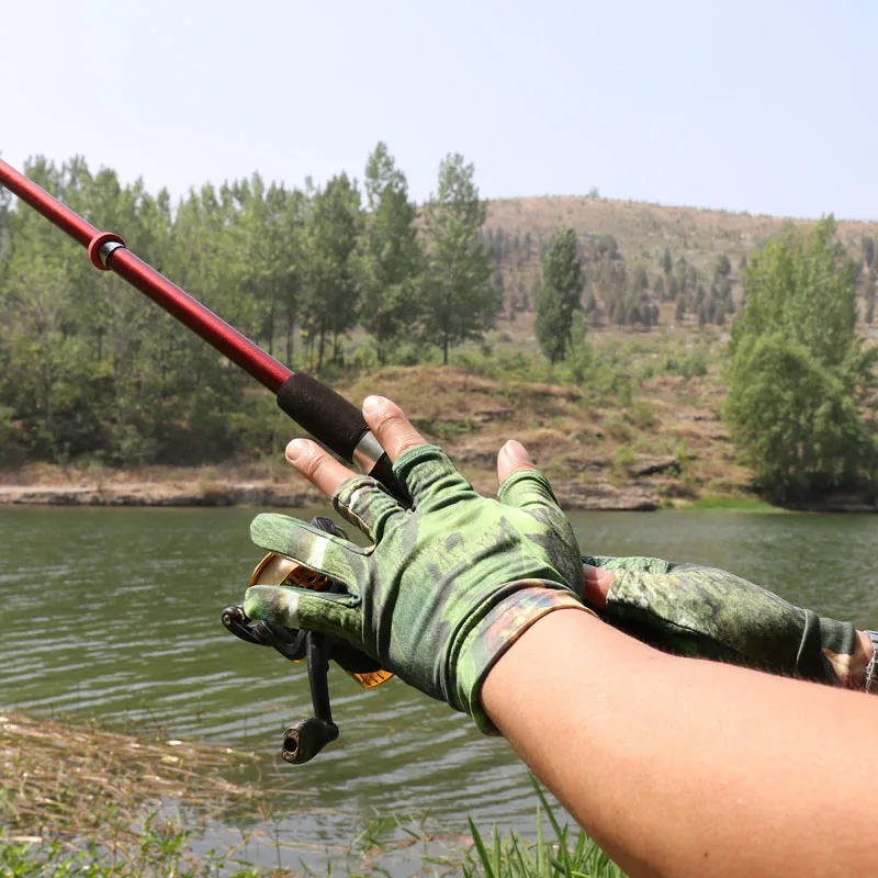Guantes de pesca antideslizantes con protección solar, tres dedos