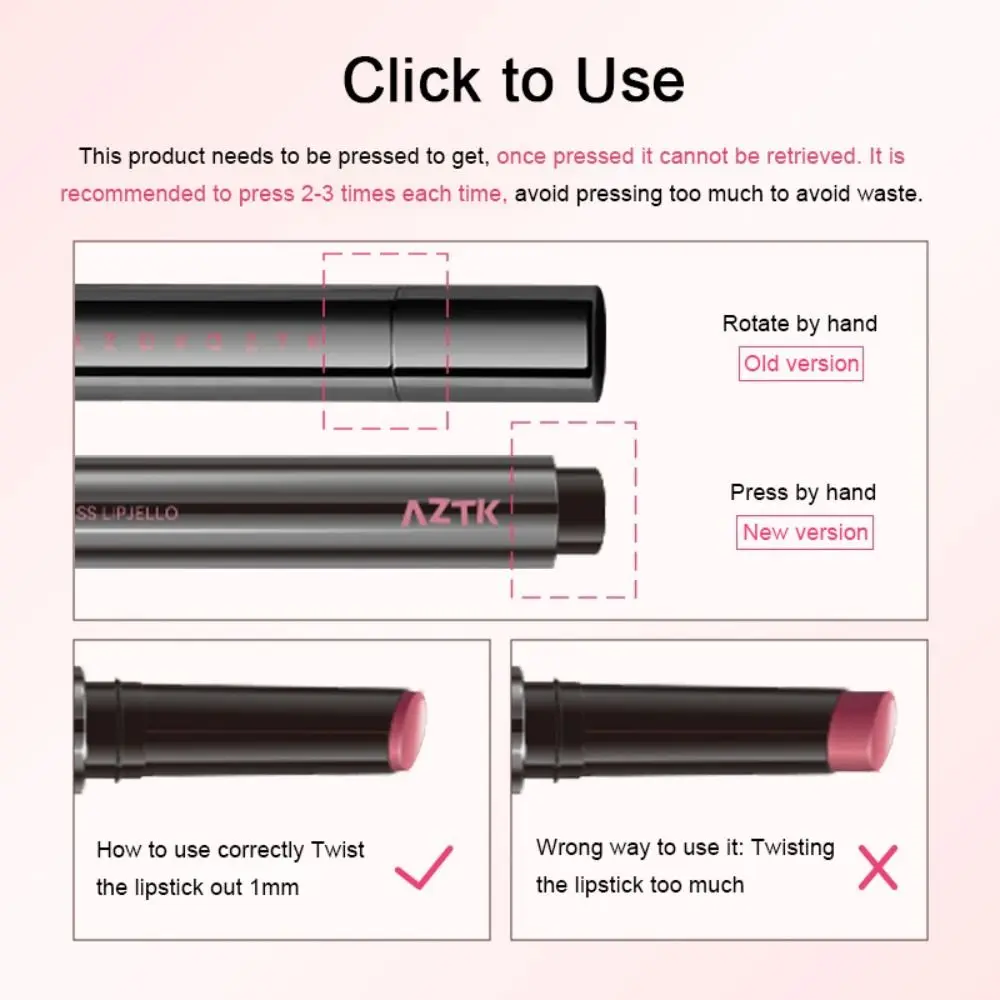 1 ชิ้น AZTK MELTYKISS JELLO ลิปกลอสอวบอิ่มยาวนานให้ความชุ่มชื้นกระจกน้ำลิปสติกกันน้ำเซ็กซี่ไม่ติดริมฝีปาก