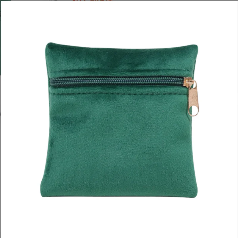 Portable Zipper Velvet Bag Jewelry Ring and Accessory Packaging and Storage Bag Double-sided Velvet Bag