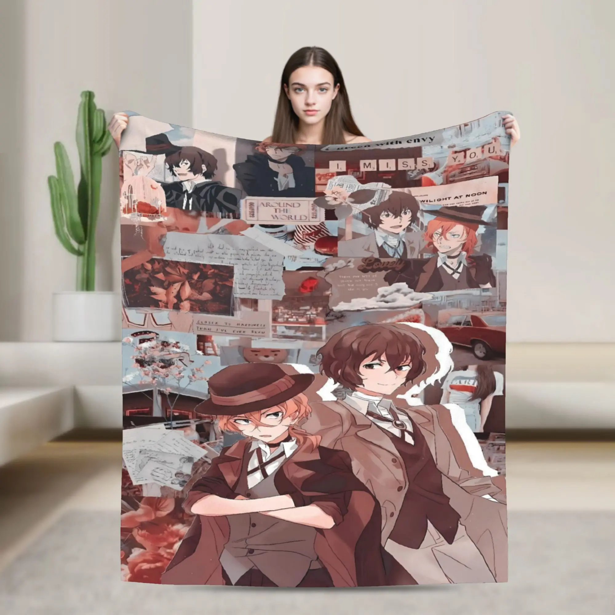 Dazai Bungo Stray Dogs Blanket Quality Soft  Throw Blanket Winter Travel Office Bedroom Street Trend Bedspread