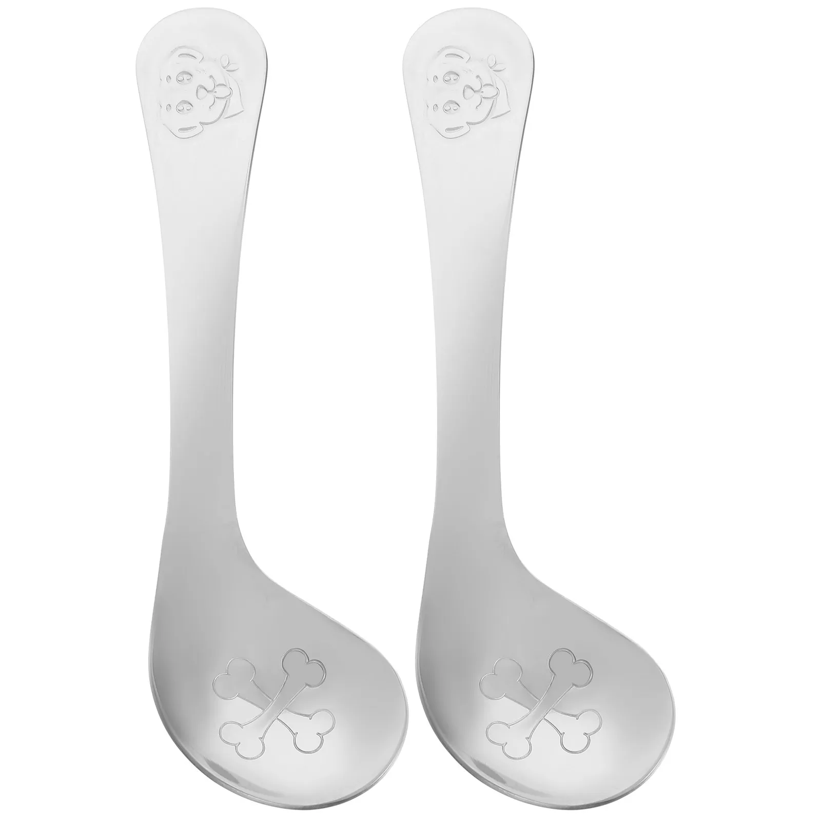 

2Pcs Learning Feeding Spoon Stainless Steel Baby Spoon for Feeding Training Cutlery Ergonomic Handle Mirror Polished