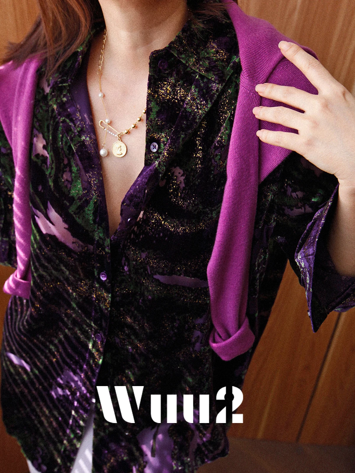 

Wuu2 Semelu Vintage Gold Velvet irt Unique Design Sensation Small ence Long Sve Absolutely Beautiful Non-Repeating Top