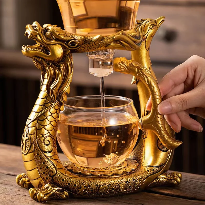 HOONRA Creative Dragon Glass Teapot Drinking Heat-resistant Glass Teapot Infuser Tea Turkish Drip Pot Base For Tea Coffee Maker